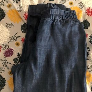 Chambray belted maternity pants